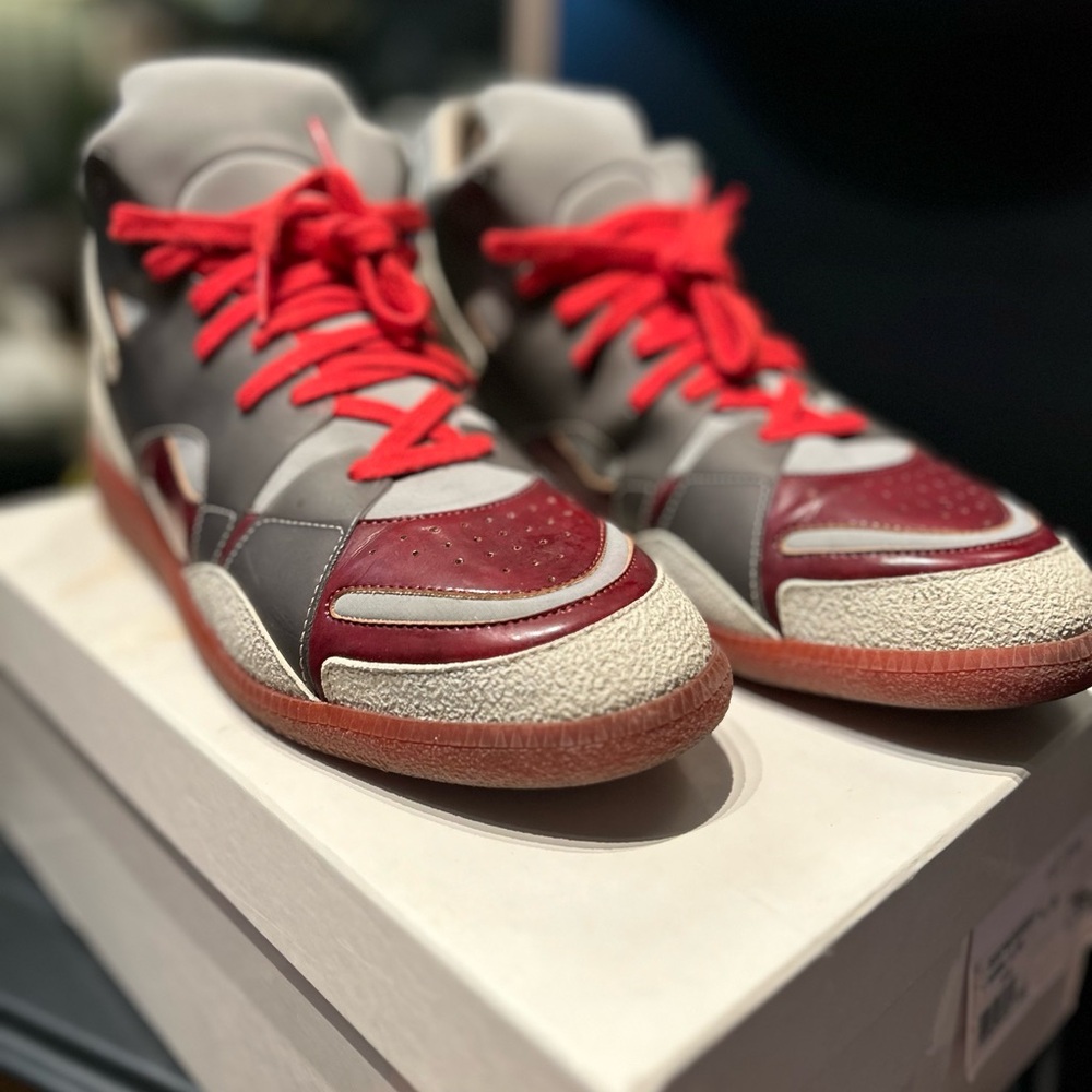 Madison Martin Margiela Gray & Red High Top Sneakers Brand New